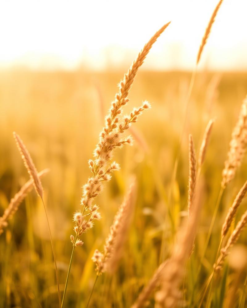 Flowering palmarosa grass at sunset